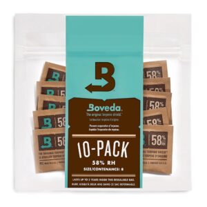 Boveda 58% Two-Way Humidity Control Packs For Storing 1 oz – Size 8 – 10 Pack – Moisture Absorbers for Small Storage Containers – Humidifier Packs – Hydration Packets in...