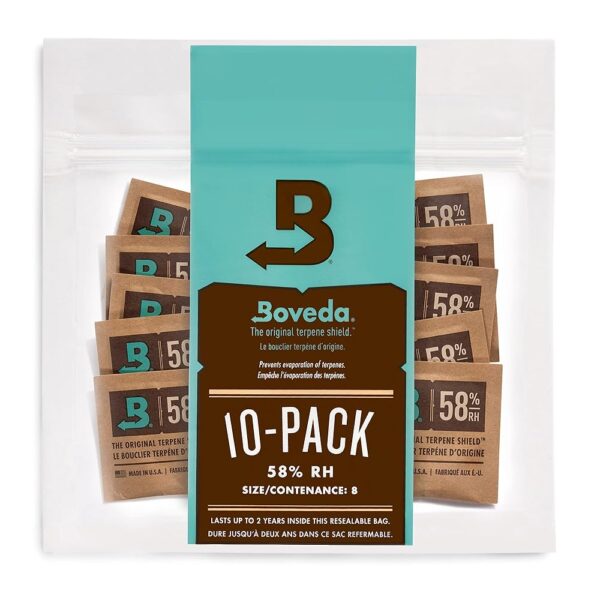 Boveda 58% Two-Way Humidity Control Packs For Storing 1 oz – Size 8 – 10 Pack – Moisture Absorbers for Small Storage Containers – Humidifier Packs – Hydration Packets in...