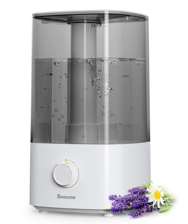 BREEZOME 4L Humidifiers for Bedroom, Essential Oil Diffuser, Top Fill Cool Mist Ultrasonic Humidifiers for Baby, Plants, Nursery, Humidifiers for Large Room Last up to 50 Hours,...
