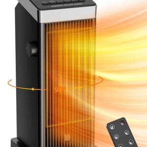BREEZOME Space Heater, 1500W Fast Heating Heater for Indoor Use, Ceramic Electric Heater for Home with Thermostat, 90° Oscillating Portable Heater with Remote