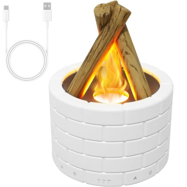 Campfire Flame Fire Diffuser, 250ml Bonfire Cool Mist Humidifier Essential Oil Diffuser with 2 Mist Modes, Timer Auto Off USB Powered Flame Campfire Aroma Diffuser for Home...