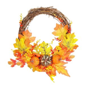 Christmas Artificial Leaf Pumpkin Wreath Door Window Fall Wreath Create A Lively Festive Ambient for Home Halloween Christmas New Year Festive Decoration, Christmas Artificial...