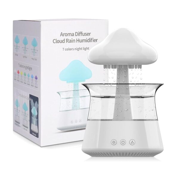 Cloud Rain Humidifier for Bedroom & Large Room Water Drip Humidifier with Remote Waterfall Lamp Mushroom Humidifier Rain Sounds White Noise Humidifier Air Humidifiers for...