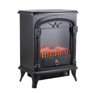 Comfort Zone Electric Fireplace Space Heater, Traditional Warm Stove Style, Realistic 3D Flame Effect, Adjustable Thermostat, & Overheat Protection, Ideal for Home, Bedroom, &...