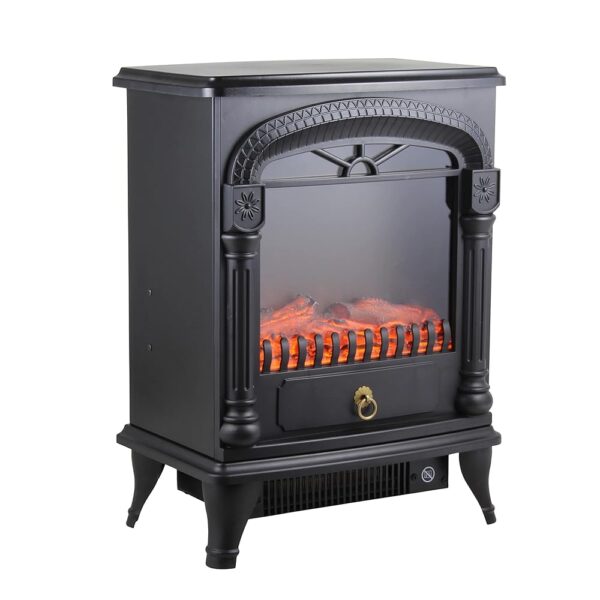 Comfort Zone Electric Fireplace Space Heater, Traditional Warm Stove Style, Realistic 3D Flame Effect, Adjustable Thermostat, & Overheat Protection, Ideal for Home, Bedroom, &...