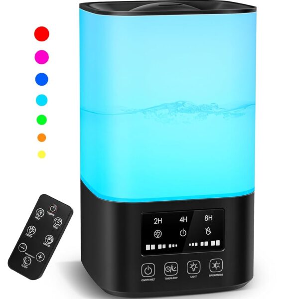 Cool Mist Humidifiers for Bedroom, Upgraded Humidifiers for Large Room Baby Home Plants, Quiet 3L Ultrasonic Air Humidifier Top Fill with Remote Control, Adjustable Nozzle,...
