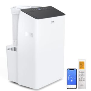 Cooper&Hunter 14,000 BTU (12,000 BTU SACC) Inverter Portable Air Conditioner and Heater with Dual Hose, Dehumidifier, and Fan For Areas Up To 550 Sq. Ft, with Remote Control &...