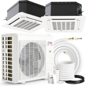 Cooper&Hunter 18,000 BTU, 22.9 SEER2, Multi Zone, Dual 9,000 + 9,000 BTU Ductless Mini Split Ceiling Cassette Air Conditioner Heat Pump including 25ft Installation Kits