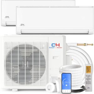 Cooper&Hunter 18,000 BTU Dual Zone 6000 + 6000 BTU Wall Mount Ductless Mini Split A/C and Heater with 16ft Installation Kits