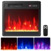 COSTWAY 18 Inches Electric Fireplace Insert, 750W/1500W Fireplace Heater with Remote Control, Adjustable Flame Color & Brightness, 0.5H-9H Timer, Thermostat and Overheat Protection