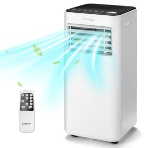 COSTWAY 8000 BTU Portable Air Conditioner, with Fan & Dehumidifier Mode, Quiet AC Unit with Sleep Mode, 2 Speeds, 24H Timer, LED Display, Remote Control, Cool Rooms up to 250...