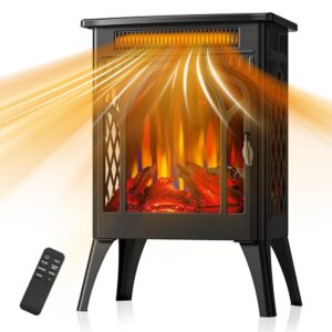 COWSAR Electric Fireplaces, 1500W Infrared Electric Stove Heater, Efficient Heating, 3D Realistic Flame, Remote Control, 8H Timer, Freestanding Stove for Living Room Bedroom...