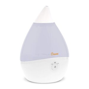 Crane Droplet Ultrasonic Small Air Humidifiers for Bedroom and Office, 0.5 Gallon Cool Mist Humidifier for Plants and Home, Humidifier Filters Optional, White