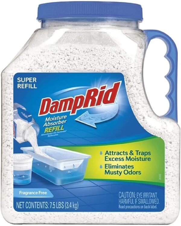 DampRid - Fragrance Free Mega Moisture Absorber Refill Container (7.5 lb.); Traps Moisture in Basements & Large Areas for Fresher, Cleaner Air