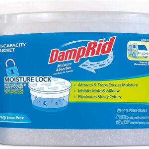 DampRid Moisture Absorber Hi-Capacity Bucket, 4 lb., Fragrance Free, For Fresher, Cleaner Air in Large Spaces, Lasts Up To 6 Months, No Electricity Required