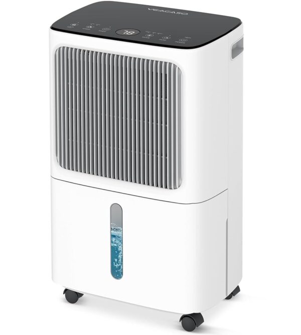 Dehumidifier for Basement with Drain Hose Max 34 Pint, VEAGASO 2,500 Sq.Ft Dehumidifiers for Home, Large Room, Bathroom, Three Operation Modes, Intelligent Humidity Control, Dry...