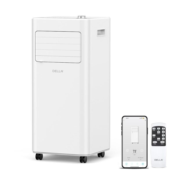DELLA 10,000 BTU Portable Air Conditioner with Heat Pump Cools Up To 450 Sq.Ft, Smart WiFi Enabled, Work with Alexa,Geo Fencing, Dehumidifier & Fan Portable AC Unit with Remote...