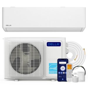 DELLA 12,000 BTU Wifi Mini Split AC, Work with Alexa,Energy Star 208/230V 23 SEER2 Cools Up to 550 Sq.Ft Inverter Air Conditioner w/1 Ton Pre-Charged Heat Pump & 16.4ft...