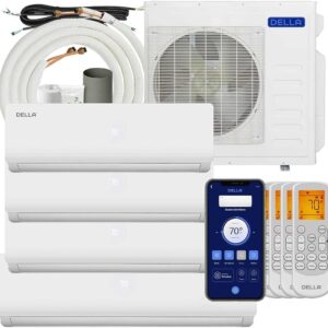 Della 36K BTU (9K 9K 9K 18K) Multi Zone Air Conditioner ODU Quad 4 Zone Mini Split 19 SEER2 208-230V Cools Up to 2200 Sq.Ft, Works with Alexa, Wifi Energy Efficient Pre-Charged...