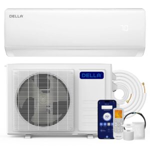 DELLA Econo Series 11000 BTU Mini Split Air Conditioner 17 SEER2 with Heat Pump, Cools up to 550 Sq.Ft, Wifi Enabled AC & Heater Ductless Inverter System Works with Alexa, 16ft...