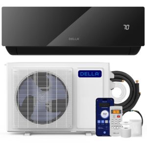 DELLA Umbra Series 12000 BTU Mini Split Work with Alexa 20 SEER2 Cools Up to 550 Sq.Ft Energy Saving Split AC & Pre-Charged 1 Ton Heat Pump Ductless Inverter System(R32...