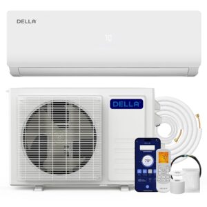 DELLA Versa Series 12000 BTU Mini Split Air Conditioner Work with Alexa 19 SEER2 Cools Up to 550 Sq.Ft Energy Efficient Ductless Inverter System, Heat Pump Pre-Charged and...