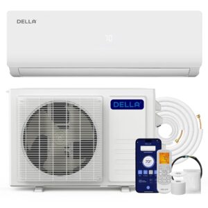 DELLA Versa Series 12000 BTU Mini Split Air Conditioner Work with Alexa with 1 Ton Pre-Charged Heat Pump Ductless Inverter System, 19 SEER2, Cools Up to 550 Sq. Ft,16.4ft...