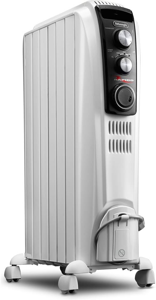 De'Longhi Dragon Oil Filled Radiator Heater, 1500W Electric Space Heater for indoor use, portable room heater, programmable timer, full room heater with safety features, TRD40615T De'Longhi Dragon Oil Filled Radiator Heater, 1500W Electric Space Heater for indoor use, portable room heater, programmable timer, full room heater with safety features, TRD40615T