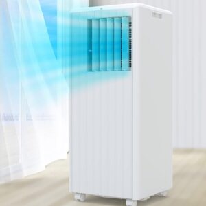 DEXSO Portable Air Conditioner 8,000BTUs, A/C for Rooms up to 350 Sq. Ft, Built-in Dehumidifier, Fan, and Sleep Mode, Includes Remote Control, Reusable Filter, and Window Kits