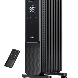 Dreo 1500W Oil Filled Radiator, Electric Radiant Heaters for indoor use Large Room with Remote Control, Child Lock, 4 Modes, Overheat & Tip-Over Protection, 24h Timer, Digital...
