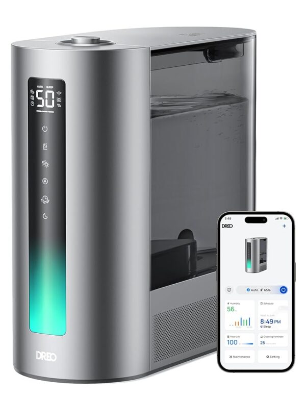 Dreo 6L Humidifiers for Bedroom, Smart Warm & Cool Mist for Large Room, 60Hr Quiet Runtime Ultrasonic Oil Diffuser for Baby, Plant, Humidity Sensor, Indicator Light, 12H Timer,...