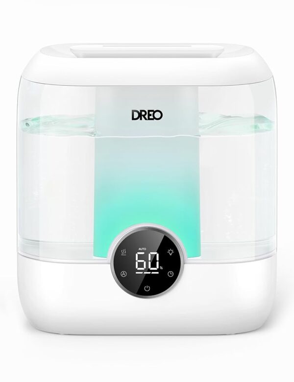 Dreo Humidifiers for Bedroom, 6L Top Fill Quiet Supersized Cool Mist Humidifier for Large Room, 60 Hour Runtime, Ultrasonic Humidifiers for Home, Baby, Plant, Indoor, Night Light