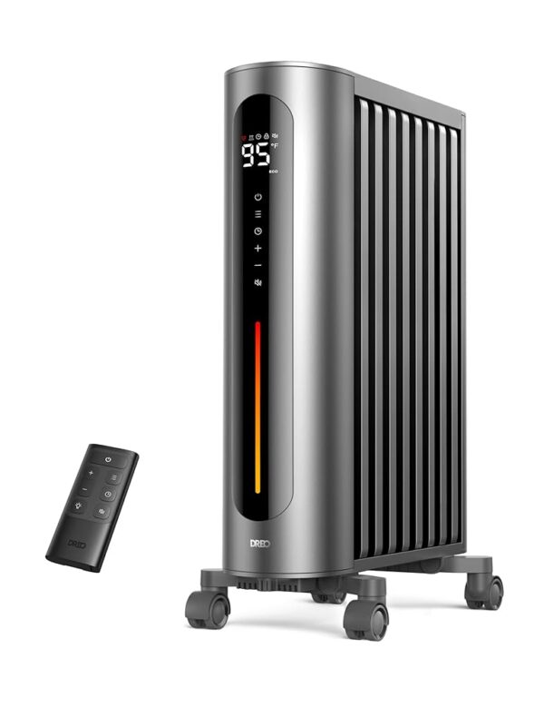 Dreo Oil Filled Radiator Heater, 1500W Radiant Heater with Remote Control, Digital Thermostat, 4 Modes, 24h Timer, 10 Safety Protections, Child Lock, Space Heaters for Indoor...