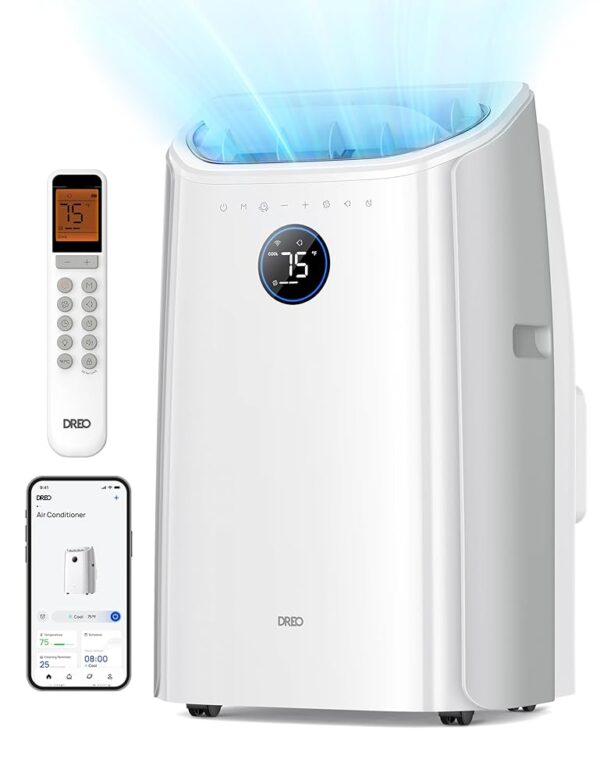 Dreo Portable Air Conditioners, 12,000 BTU AC Unit for Bedroom with Drainage-free Cooling, 46dB Quiet, APP/Voice/Remote, 24h Timer with Fan & Dehumidifier, Smart Air Conditioner...