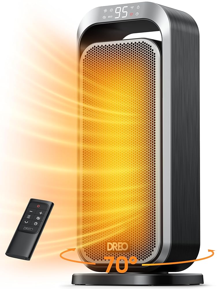 Dreo Quiet Space Heaters for Indoor Use, 1500W Electric Heater with Remote, PTC Ceramic Heater with Thermostat, 12H Timer, 70° Oscillation, Digital Display, Fast Safety Room... Dreo Quiet Space Heaters for Indoor Use, 1500W Electric Heater with Remote, PTC Ceramic Heater with Thermostat, 12H Timer, 70° Oscillation, Digital Display, Fast Safety Room...