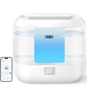 Dreo Smart Humidifier, Cool Mist Humidifiers for Bedroom, Quiet 4L Top Fill Ultrasonic Humidifiers for Home Office Plant & Baby with Nightlight, LED Display, 32H Runtime,...