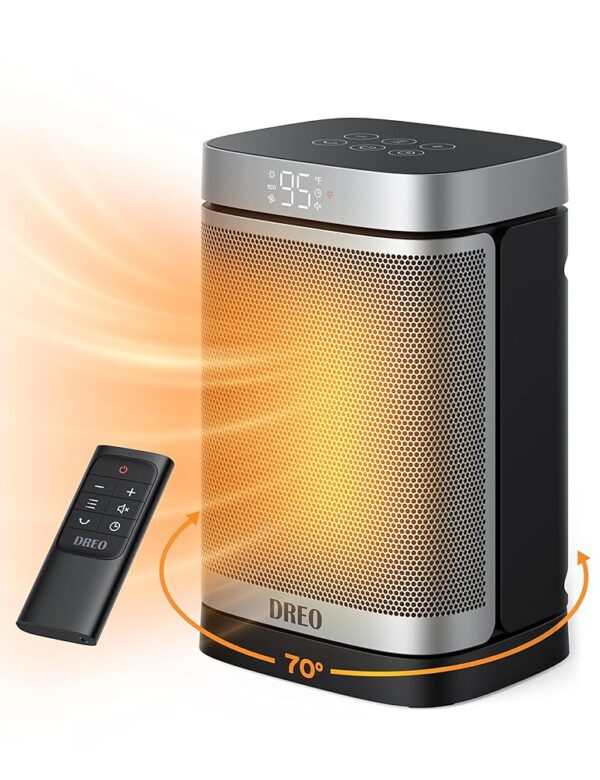 Dreo Space Heater, 1500W Portable Electric Heaters for Indoor Use, PTC Ceramic Heater for Office with Remote, Thermostat, 70°Oscillation, 12H Timer, 5 Modes, Quiet Safe Room...
