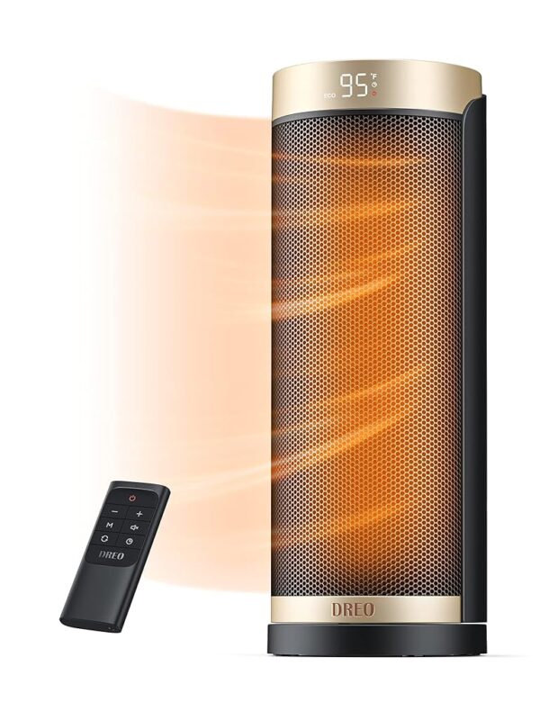 Dreo Space Heater, 1500W PTC Heaters for Indoor Use with Remote,70° Oscillation, 1-12H Timer, Electric Heaters with Thermostat, Fast and Safe Portable Heater for Office,...