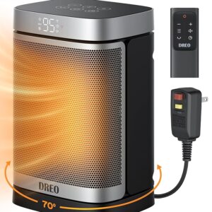 Dreo Space Heater for Bathroom and Indoor, Portable Heater, 1500W Safe and Quiet PTC Ceramic Heater, 40-95°F Digital Thermostat, 70°Oscillating, Remote, ALCI Safety Plug, 12h...