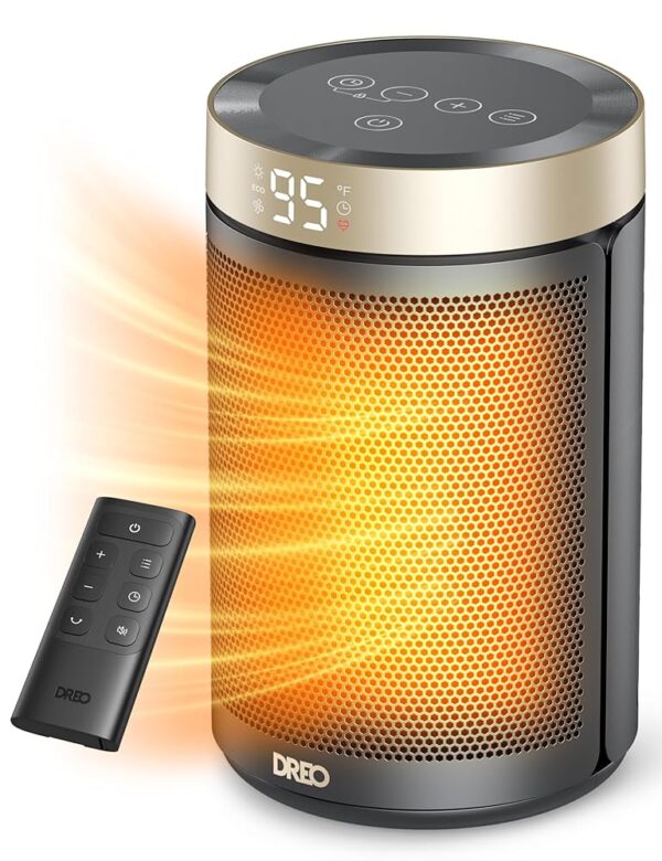 Dreo Space Heater, Portable Electric Heaters for Indoor Use with Thermostat, Digital Display, 1-12H Timer, Eco Mode and Fan Mode, 1500W PTC Ceramic Fast Safety Heat for Office...