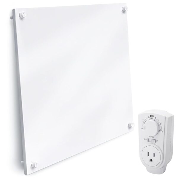EconoHome Wall Mount Space Heater Panel - with Thermostat - 400 Watt Convection Heater - Ideal for 120 Sq Ft Room - 120V Electric Heater - Updated Model