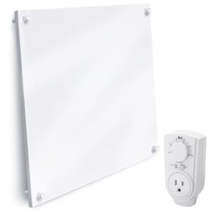 EconoHome Wall Mount Space Heater Panel - with Thermostat - 400 Watt Convection Heater - Ideal for 120 Sq Ft Room - 120V Electric Heater - Updated Model