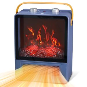 Electric Fireplace Heater, 1500W Portable Space Heater, Fireplace with Realistic 3D Flame Effect and Overheating Safety Protection, Quiet and Safe for Indoor Use Office Bedroom