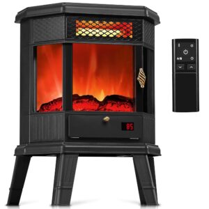 Electric Fireplace Heater 22 in Freestanding Fireplace Stove Infrared Fireplace RealSmart with 3D Flame Effect Remote Control, Timer, Overheating Protection Heater for Indoor...