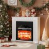 Electric Fireplace with Mantel - 44" Fireplace Mantel, TV Stand with Freestanding Electric Fireplace, Drawer Storage, Remote, 3D LED Flame, Adjustable Heat (Black Lining)