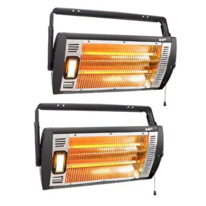 Electric Garage Heater 120V, 750/1500W Ceiling Mount Space Heater for Garage, Shop, Patio with 90° Adjustable Tilt, Dual Quartz Radiant, Safety Metal Grille and Overheat...