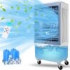Evaporative Air Cooler, Swamp Cooler with 13.2 Gallon Water Tank, 4 Ice Packs, Remote, 12H Timer, 120°Oscillation, Portable Air Cooler Cooling Fan for Bedroom Home Office