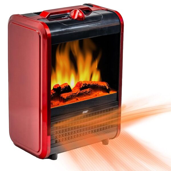 EZ-HEAT 1,200-Watt Mini Fireplace Space Heater with Realistic 3D Flame, Stay-Cool Body, Carry Handle, Overheat Sensor, and Safety Tip-Over Switch, MTBNT-12