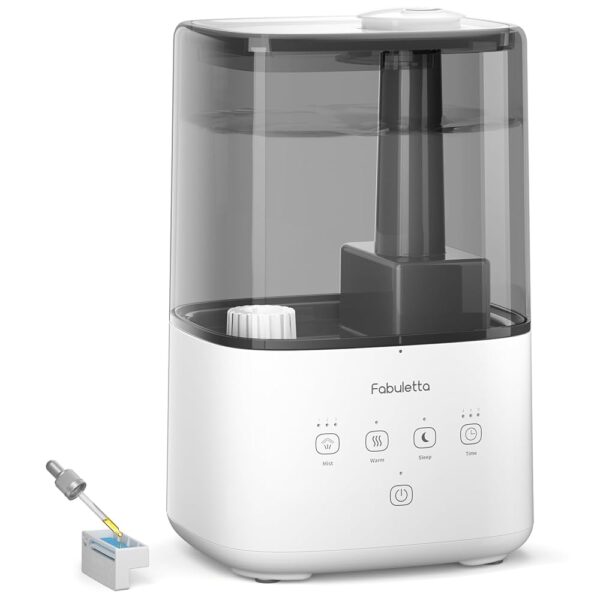FABULETTA Humidifiers for Bedroom, Warm and Cool Mist Humidifier Large Room for Home, 4.5L Top Fill Room Humidifier with 45H Runtime, 3 Mist Levels, Essential Oil Diffuser,...