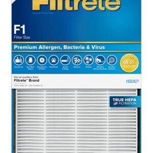 Filtrete F1 Room Air Purifier Filter, True HEPA Premium Allergen, Bacteria, & Virus, 12 in. x 6.75 in., 4-Pack, Works with Devices: FAP-C01BA-G1, FAP-T02WA-G1 and FAP-ST02N